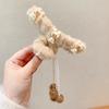 Pinza para el cabello de felpa con lazo para otoño e invierno para mujer, elegante horquilla de conejo estilo francés, accesorio para el cabello con pinza grande de tiburón para la parte posterior de la cabeza
