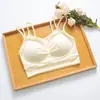 Top Cropped Sexy de Malha Plissada com Bojo Integrado, Estilo Hot Girl para Primavera e Verão, Realça o Busto, Costas Nuas