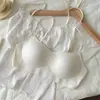 Versão engrossada de puxar com decote baixo! Roupa íntima sem costura para seios pequenos, realçando e expandindo o busto, com alças finas e design estilo quadrinhos