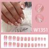 Rosa Blanco Degradado Dorado Brillo simple decorativo corto elegante blanco manicura otoño e invierno elegante blanco llevando uña