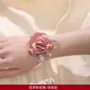 Flor de Muñeca para Dama de Honor de Boda Rosa Rosa Pulsera de Grupo de Hermanas Flor Suministros de Boda Flor de Mano para Grupo de Damas de Honor Boda