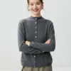 Conjunto de moda~Cárdigan de cachemira de cuello alto medio, nueva colección otoño/invierno 2026, top holgado y estilizado con bolsillos para mujer