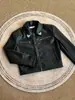 Chaqueta Corta de Cuero Negra para Hombre, Chaqueta de Trabajo Corta Ancha Oversize, Genial y Elegante con un Toque de Lujo, Chaqueta Biker de la Alta Calle Americana