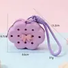Bolsa de Silicone com Furo Estilo Desenho Animado Mini Carteira de Moedas Bolsa de Cosméticos DIY Bolsa para Fones de Ouvido Pingente de Chaveiro Presente