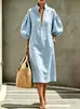 Vestido midi recto informal de estilo europeo con cuello alto, media cremallera y mangas abullonadas, estilo temperamento multicolor para mujer