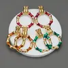 Brincos Dopamina Tendência e Versáteis com um Design Exagerado de Argola de Bambu Colorido Vintage, Fashionable e Sofisticado