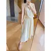¡Juguetón y refrescante! Sel26 Verano 3D Página Manga Abullonada Sin Mangas Camiseta sin Mangas de Brote y Conjunto de Falda para Mujer