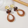 Pendientes geométricos ovalados de estilo retro Maillard exagerado transfronterizos para mujer, diseño de nicho, pendientes únicos, venta al por mayor