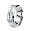 Nuevo Anillo Popular de Amazon de Acero de Titanio de 8 mm de Ancho con Incrustaciones de 9 Diamantes, Anillo de Pareja de Estilo Neutro, Material Ecológico