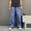 Pantalones de Trabajo Vintage Resistentes de Pierna Ancha Adelgazantes con Doble Rodilla para Hombre, Pantalones Cargo de Pierna Recta Línea A Desgastados con Lavado Pesado y Salpicaduras de Tinta