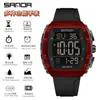 Popular Reloj Electrónico Sanda con Forma de Barril y Pantalla Única, Despertador Impermeable, Reloj de Pulsera para Estudiantes, Reloj Multifuncional con Esfera Grande, Dropshipping