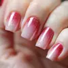 Adesivo de Unha Usável Quadrado Rosa Doce Gradiente Decoração com Glitter Unha Postiça Removível Patch de Manicure Unha