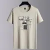 Camiseta de Manga Curta para Homem, Verão 2026, Algodão Puro de Manga Meia-Manga para Homem, Casual Solta, Top de Marca Tendência, Camiseta, Camiseta Básica
