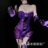 Roupa Íntima Sexy Quente Cetim Renda Costura Livre Peito Pequeno Feminino Push-up Camisola Uniforme Vestido de Quadril