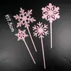 Bandera de pastel de copo de nieve acrílico Tarjeta acrílica para pastel de Navidad Enchufe de decoración de mesa de postre Diseño de escena