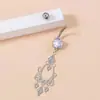 Venta caliente de comercio electrónico transfronterizo anillo de ombligo largo de cobre con circonita incrustada estilo palacio joyería para perforaciones moda europea y americana joyería para ombligo al por mayor