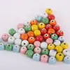12mm Jingdezhen Macaron Cerámica de Agujero Grande Cuentas Accesorios para Joyería Redondas de Cerámica DIY Cuentas Sueltas Venta al por Mayor