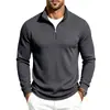 Outono 2026 Masculino Meio Zíper Gola Alta Tricô Jacquard Xadrez para Ir ao Trabalho Casual Tamanho Europeu Camiseta de Manga Longa