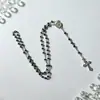 Collar cruz de superventas transfronterizo con cadena de cristal de 4 mm, cuentas de rosario, cierre de mosquetón, accesorio religioso