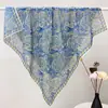 Novedades en Stock: Pañuelo Cuadrado de Algodón de Seda Estampado de 70 cm con Patrón Floral Francés Vintage, Chal Pequeño Delgado, Disponible al por Mayor