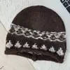 Estilo Coreano Otoño e Invierno Nuevo Gorro de Punto Jacquard Rizado Fair Isle para Mujer Cálido de Lana Protección para las Orejas Gorro de Lana para el Frío