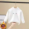 Ropa interior térmica de forro polar para niñas con cuello medio Otoño/Invierno Nuevo estilo Ropa interior para niños Top cálido para niños medianos/grandes Camiseta de dibujos animados ins