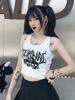 Punk Boate Colete Curto com Barriga de Fora Gótico Europeu e Americano Verão Estampa Sexy Rua Suspensório Roupa Feminina Tendência