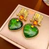 Vintage vintage Aretes Medio Antiguo Marcado Aretes Lujo Ligero Aretes de Botón de Alta Gama Joyería de Industria Pesada Nueva Joyería