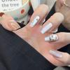 Uñas Portátiles Populares de Xiaohongshu, Uñas Manicura Ojo de Gato con Pedrería de Alta Gama, Uñas Portátiles de Lujo Puro Deseo Largas y Accesibles