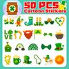 Calle 50. Pegatinas de Trébol Transfronterizas del Tema de Patrick para Niños Dibujos Animados Sombrero Verde Irlandés Pegatinas para Fiesta