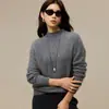 Suéter de Tricô Escovado Cashmere Lã Peça Única Gola Meia-Alta para Mulheres Outono Inverno Camada Interna Simples Camada Base Malha Top