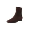 Botas delgadas de cuero cómodas y versátiles de tacón bajo 2026 otoño e invierno tacón bajo punta cuadrada cuero genuino casual color liso botas cortas para mujer