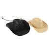 Sombrero vaquero de paja de rafia tejido a mano casual de moda primavera y verano con cuerda para atar, a prueba de viento, protector solar, sombrero de paja, marea