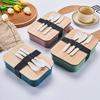 Pote de Plástico com Tampa de Bambu Transfronteiriço para Trabalhadores de Escritório Lancheira Portátil com Faca, Garfo e Colher para Estudantes Lancheira de Camada Única com Divisórias