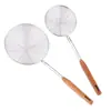 Espumadera de Acero Inoxidable con Mango de Madera Vintage, Colador de Malla Engrosada para Olla Caliente, Freír y Fideos