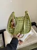 Bolso Cubo Tejido de Gran Capacidad Estilo Coreano Estilo Perezoso para el Viaje Diario Versátil Casual Hombro Cruzado