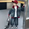Traje de Mezclilla para Niños para Primavera y Otoño 2026 Nuevo Elegante y Moderno Conjunto de Dos Piezas de Ropa de Otoño para Niños con Sudadera y Chaqueta