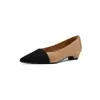 Sapatos femininos Chuyuji estilo francês com blocos de cor, bico fino, salto grosso e corte baixo para o trabalho