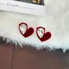 Aguja Plateada Ancla Corazón Rojo Flor Flor Retro Estilo Hong Kong Versátil Gama Alta Irregular Personalizado Moda Pendientes