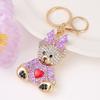 Llavero con forma de oso de imitación de metal y cristal para coche, ideal como regalo para bolso o llave.