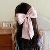 Grampo de Cabelo com Laço de Cetim Francês de Alta Qualidade, Presilha de Mola Extra Grande para Meio Rabo na Parte de Trás da Cabeça, Elegante Presilha Superior