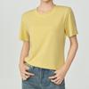 Camiseta feminina de manga curta com gola redonda em Lyocell para primavera e verão, fina, modeladora, para o trabalho, ombro a ombro, fina, solta, base