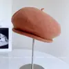 Boina Tridimensional com Borda Enrolada Chapéu de Lã Tricotado Feminino Outono e Inverno Chapéu de Cogumelo Cantante Fofo Chapéu de Aeromoça Versátil na Moda