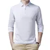 Camiseta informal de manga larga con solapa negra para hombre, polo para papá, de primavera y otoño, holgada, para personas de mediana edad y mayores, venta al por mayor