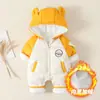 Macacão de Inverno Espesso Acolchoado de Algodão para Passeio de Bebê, Lindo Bebê Menino 0-12 Meses Macacão Quente com Forro de Fleece