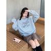 Top moderno sin capucha estampado estilo japonés cuello redondo sudadera ropa de mujer literario retro estilo europeo y americano estilo Ins otoño e invierno forrado de felpa