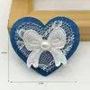 Nuevo Tejido de Encaje de Mezclilla Doble Lazo Accesorios con Forma de Corazón Ropa Hecha a Mano para Manualidades Accesorios