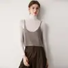 Chaleco Camisola de Punto de Cachemira en Capas para Mujer, Cuello Corto, Tejido Suave y Amigable con la Piel, Chaleco Exterior, Top Engrosado