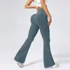 Calças Boca de Sino Yoga Caneladas Estilo Europeu e Americano Transfronteiriço para Mulheres, Cintura Alta, Controle da Barriga, Calças Compridas Esportivas de Fitness Ligeiramente Flare