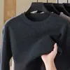 Outono Inverno 2026 Novo Suéter Masculino Gola Redonda Cor Lisa Camada Base Casual Solto Pulôver 100% Lã Amigo da Pele Roupa Masculina